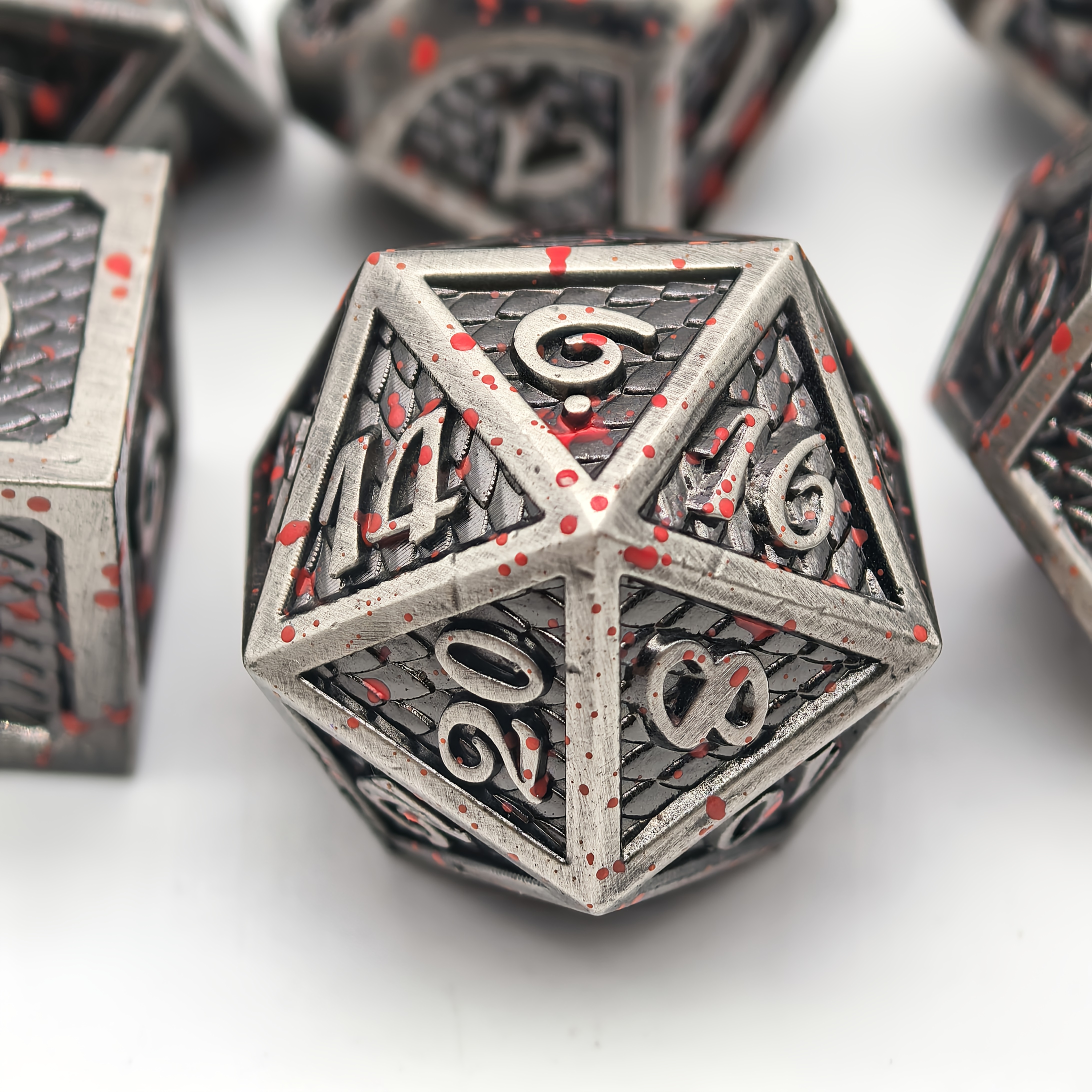 7pcs Solid Metal Dragon Scale Dice Set for Tabletop RPGs